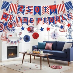25 PCS USA Party Decorations 250th Anniversary Patriotic Supplies Red White a…