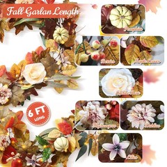 Fall Garland with Lights, 6 FT Leaves Vine 1 Pack 6 Ft, Floral