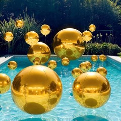 24 Pcs Round Foil Balloon Set, 50″ 32″ 22″ 15″ 4d Helium Ball Balloon, Metall…