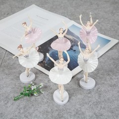 6 PCS Ballet Girl Cake Topper Dancing Ballerina Figurine Decorations Pink
