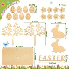 2 Set Egg Tree Wood Crafts DIY 8.6inch Tabletop Centerpiece Table Sign for Pa…