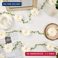3D Daisy Flower Garland (2PCS) Flower Banner Wildflower Party Decorations Leaves