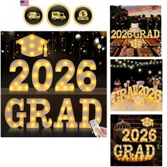 Elegant 2026 Grad Party Decorations – Light Up Letters & Cap for All Grad Levels