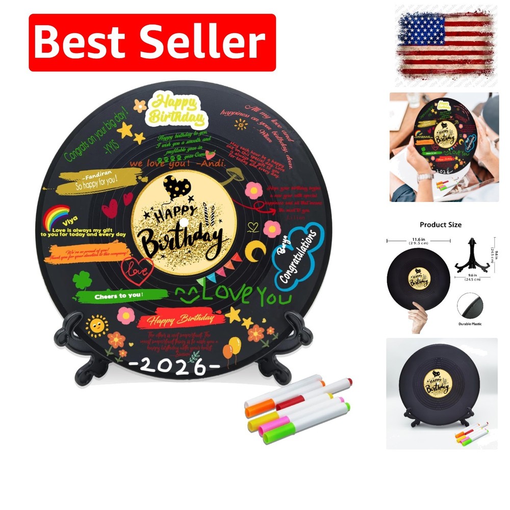 Vinyl Record Birthday Decorations, Happy Birthday Party Favor Sign Poster, La…