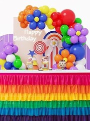 9ft Table Skirt Rainbow Tablecloth Unicorn Tutu Table Skirt for Rectangular