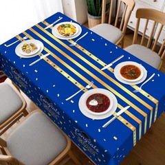 Graduation Tablecloth 54×108 inch 3 Pack Blue and Gold Disposable Rectangle P…
