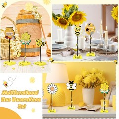 7 Pack Summer Honey Bee Wooden Tabletop Decor Freestanding Table Centerpiece …