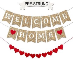 Gold Welcome Banner – Home Decoration, Ready to Hang –