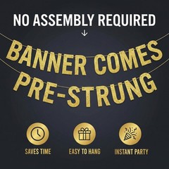 Pre-Strung Back By Popular Demand Gold Glitter Banner – Welcome Home Decorati…