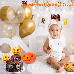Halloween First Birthday Crown Decorations – Photo Booth Props for Kids