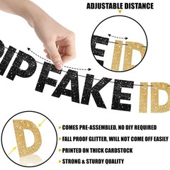 KatchOn, Glitter RIP Fake ID Banner Black and Gold –