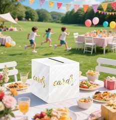 SietDESEO 9 Inch Black Graduation Card Box, White Gold Foil Gift Box