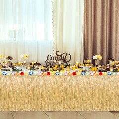 Luau Party Decorations, Natural Hawaiian Grass Table Skirt, Flower 108 X 29.5″ G