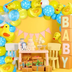 113 Pcs Yellow Duck Balloon Arch Garland Kit 12 10 5 Yellow White Latex Ballo…