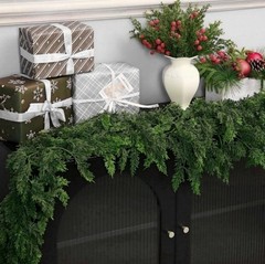 2P 6ft Artificial Christmas Garland, Real Touch Cedar Pine Garland-Pine Wreath&&