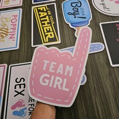 20designs 10pcs Gender Reveal Photobooth PVC Props, Baby Shower photobooth PROPS