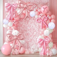 4 Pcs Pink Bow Balloons, 31”Huge Bow Aluminum Foil Balloons for Birthday, Bab…
