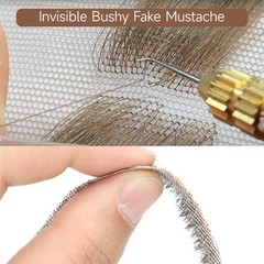 Straight Bushy Fake Mustache, Thick Human Hair Fake Beard, Handmade Soft Lace…