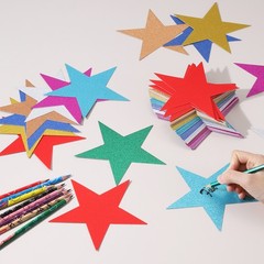 40 Pcs Glitter Star Cutouts, 5.9 Inch Paper Stars Confetti Cutouts, 8 Colors
