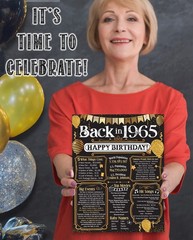 61st Birthday Decorations Back in 1965 Poster 11×14 Unframed Party Print