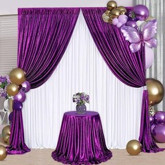 Sequin Backdrop Curtains Sparkly Fabric Photo Booth Wedding Party Decoration New