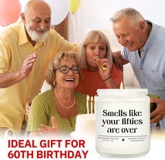 60th Birthday Candle Handmade 7oz for Women Men Friends Sister Mom Dad