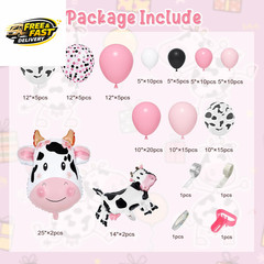 115PCS Pink Cow Party Decorations – Balloon Garland Arch Kit with Cow Print Ball