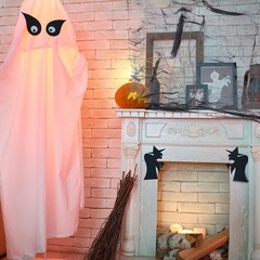 5Pcs Halloween Gauze Fabric Durable Black Haunted House Decor for Party