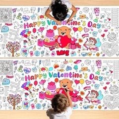 Valentines Coloring Tablecloth/Poster, 2 PCS Valentines 2pcs Pink-valentines