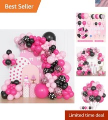 153pcs Pink Black Balloon Garland Arch Kit, Different Sizes 18 12 10 5 inch P…