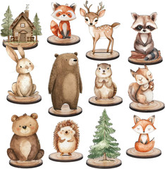 Woodland Animal Table Decor 12 Pc Rustic Forest Centerpiece Signs Detachable