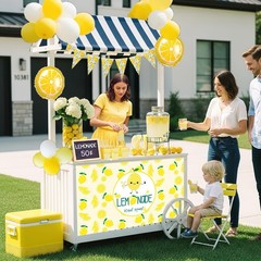 34pcs Lemonade Stand supplies for kids Include Bright Yellow White Balloon Le