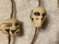 HANGING STRINGS OF SKULLS Halloween Party Decoration, Foam Skulls on Ropes.