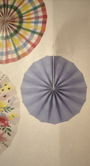 Set of 3 Hanging Paper Fans Summer Pastel Floral Plaid Party Decorations