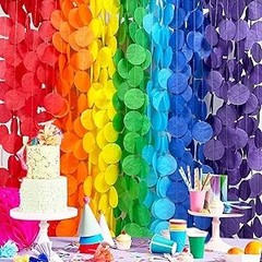 205Ft Rainbow Party Decorations Big Polka Dots Tissue Paper Backdrop Streamer