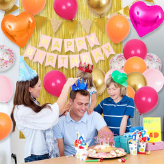 Pink Orange Party Decorations,Birthday Decorations with Hot Pink Orange Gold Bal