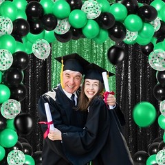 137 Pcs Black Green Graduation Decorations 2025 Balloon Garland Kit Sequin Ba…