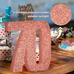 70th Decorations for ,70th Anniversary Decorations,Rose Gold Glitter 70th Par…