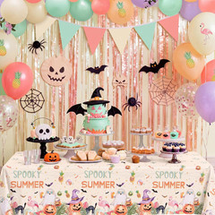 3 Pack Summer Halloween Decorations Plastic Tablecloth Tropical Gothic Halloween
