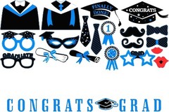 Congrats Grad Party Set Serve for 30 Graduation Decoration Banner Blue
