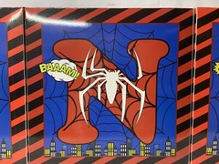 Spider 1st Birthday BoxesDecorations, 3pcs One BABY Spider Super Hero.Red/blue.N