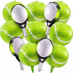 12 Pcs 4d Tennis Balloons Sets, 22in 4d Tennis Balloons & 25in Racket Balloon,