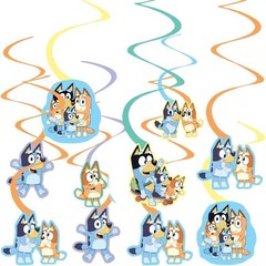 Stunning Bluey Spiral Decorations Pack of 12 – Multicolor Cardstock Hanging D…