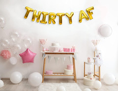 THIRTY AF Balloons Banner Gold 30Th Birthday Party Decorations Sign