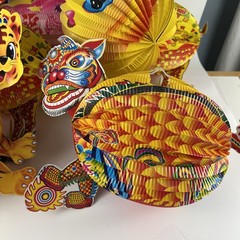 Chinese Paper Lanterns Lunar New Year Festival Animals Dragon Fish Lot of 8 Read