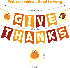 Thanksgiving Decorations – GIVE THANKS Banner, Friendsgiving Party Decorations
