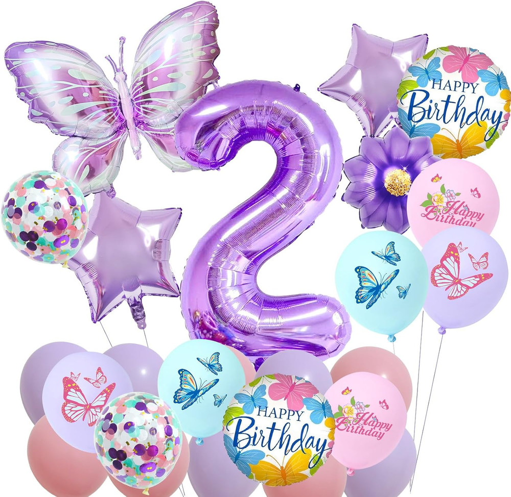 7Th Birthday Decorations for Girls – Butterfly Theme Party Supplies with Butterf