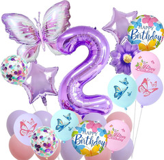7Th Birthday Decorations for Girls – Butterfly Theme Party Supplies with Butterf