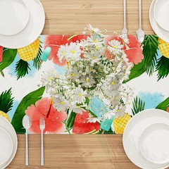 Watercolor Pineapple Watermenlon Summer Table Runner Summer Hawaiian Party