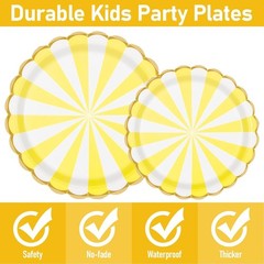 Yellow and White Stripes Disposable Tableware (Plates, Napkins, Forks)